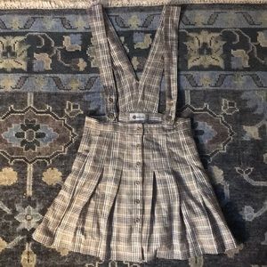 Plaid and Houndstooth Overalls Dress